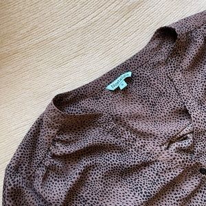 Brown Spotted Oversized Button-up Top!